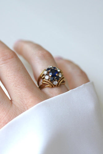 Prsten 48 Boucheron - Koktejlový prsten ze žlutého zlata 18k a Platina, safíry a diamanty 58 Facettes