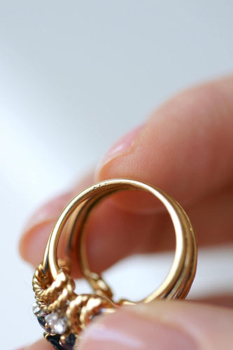 Prsten 48 Boucheron - Koktejlový prsten ze žlutého zlata 18k a Platina, safíry a diamanty 58 Facettes