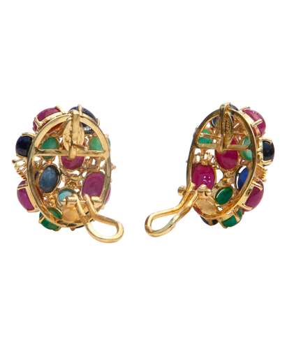Boucles d'oreilles Précieux Cabochons - Boucles d'oreilles clips en or jaune 18K et pierres 58 Facettes BO220432/PRECIEUXCABOCHONS/PHOTO