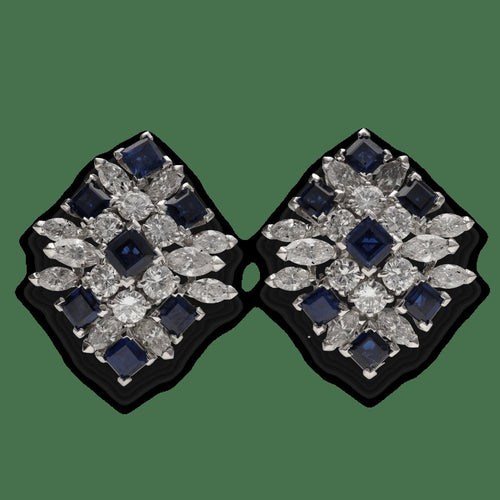 Boucles d'oreilles Piaget Joaillerie - Boucles d’oreilles clips en platine saphirs et diamants 58 Facettes FB10037