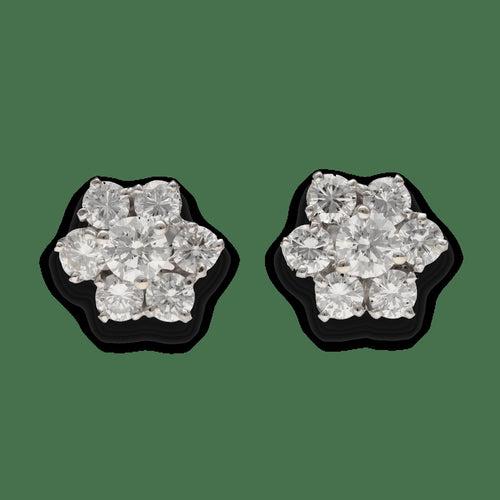 Boucles d'oreilles Boucles d'oreilles fleur en or gris 18K avec 2,60 ct de diamants 58 Facettes fb10684
