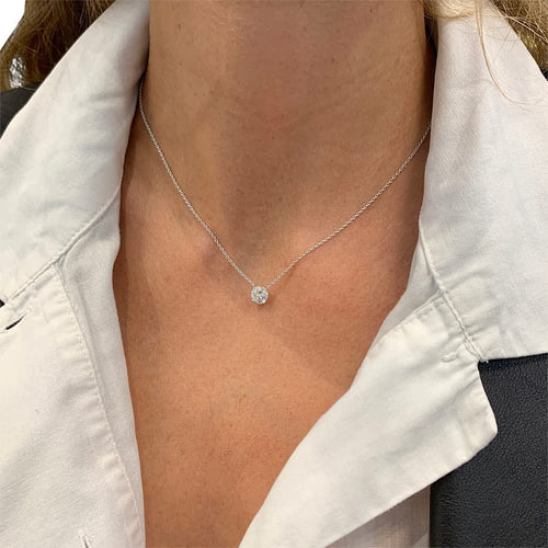 Collier Collier solitaire diamant taille brillant en or blanc 750 58 Facettes 31713