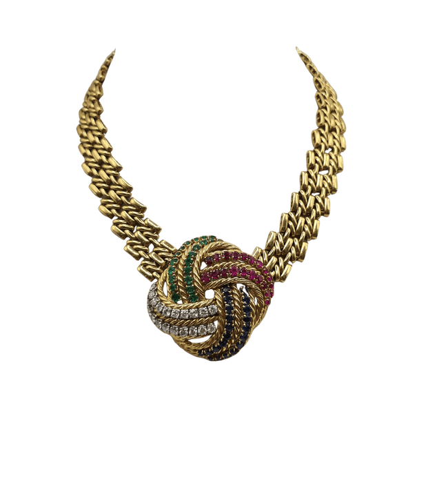 Boucheron - Collar de Oro Amarillo, Diamantes, Zafiros, Esmeraldas y Rubíes