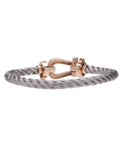 Bracelet Bracelet mousqueton en or rose 18K, acier et diamants 58 Facettes BO220683/MousquetonOretDiamants
