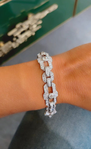 Bracelet Bracelet Art Déco pavé de diamants en platine 58 Facettes 1