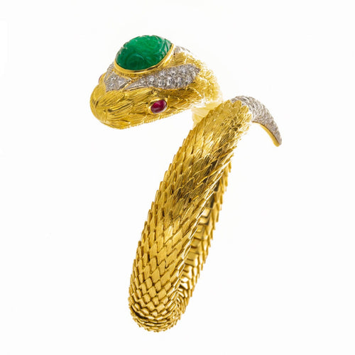Bracelet David Webb - Bracelet serpent en or jaune 18 K et platine avec diamants 58 Facettes 2.18227