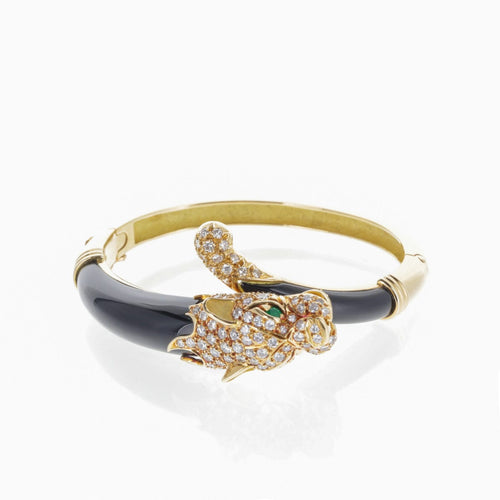 Bracelet Atelier Jean & Pierre Bellin - Bracelet panthère en or jaune, diamants et onyx 58 Facettes 2.18782
