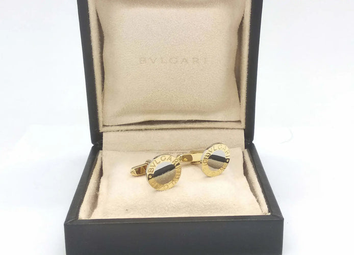 Boutons de manchette Bulgari - Boutons de manchette en or jaune 18 ct et acier, 17 mm 58 Facettes 20996