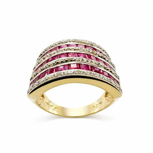 Bague 55 Bague vintage en or jaune, diamants et rubis 58 Facettes 50358