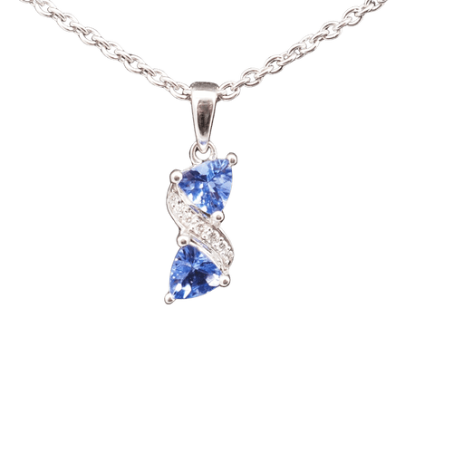 Pendentif Pendentif or blanc tanzanite diamants 58 Facettes