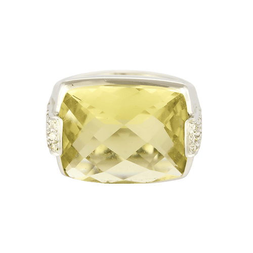 Bague 53 Bague cocktail or 14K quartz lemon et diamants 58 Facettes DV16843-4-53-2