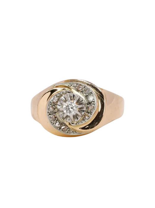 Gold diamond swirl ring