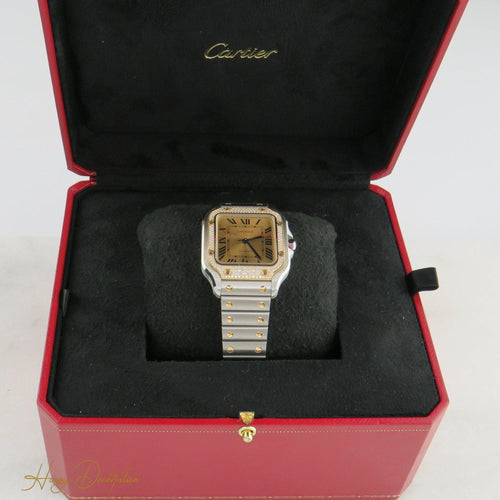 Montre Cartier Santos - Montre automatique 35 mm or jaune, acier et diamants 58 Facettes 2504