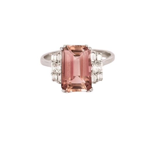 Bague 52 Bague tourmaline rose diamants 58 Facettes