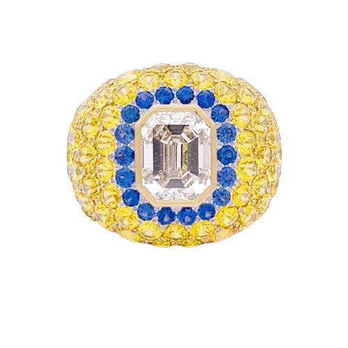 Bague 52 Bague en or blanc 750 sertie de saphirs et diamant brun 58 Facettes 33323
