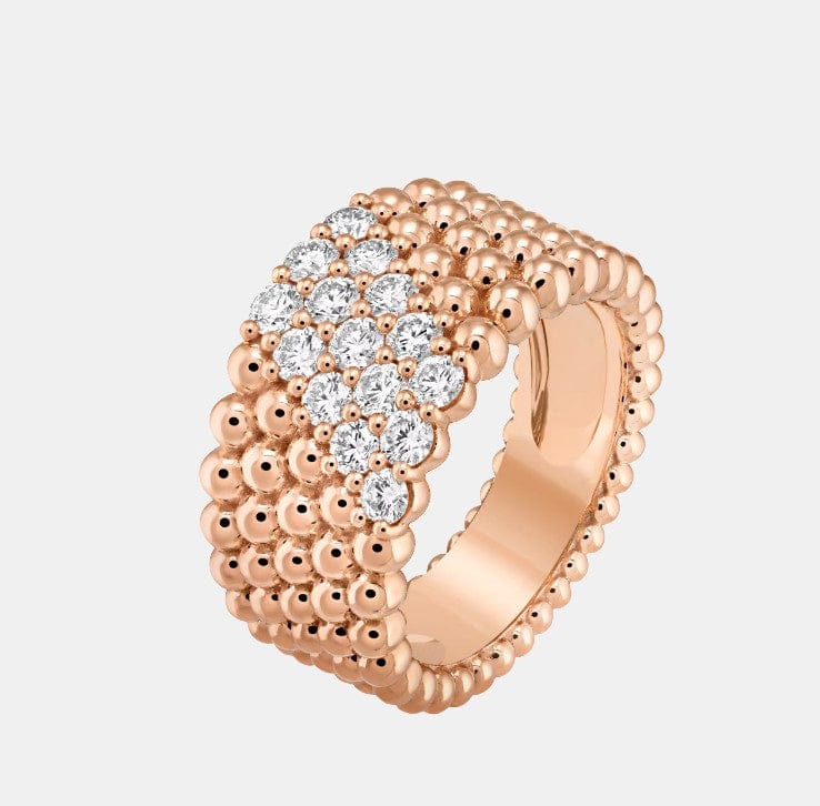 Bague Perlée Or rose Diamant 0.77ct