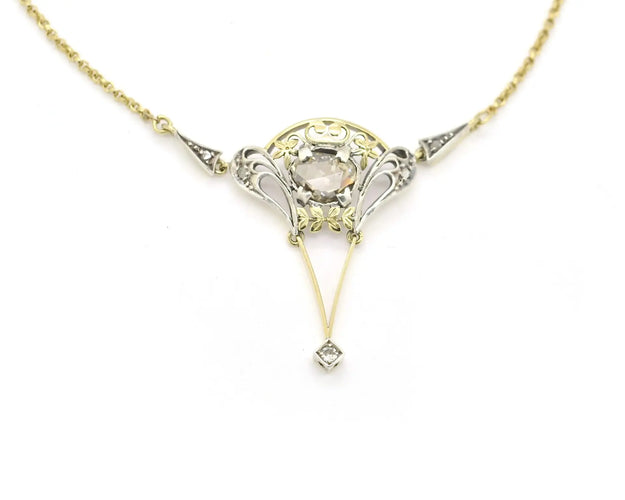 Collier Collier vintage en or 18 kt et argent avec diamants taille ancienne 58 Facettes 13864