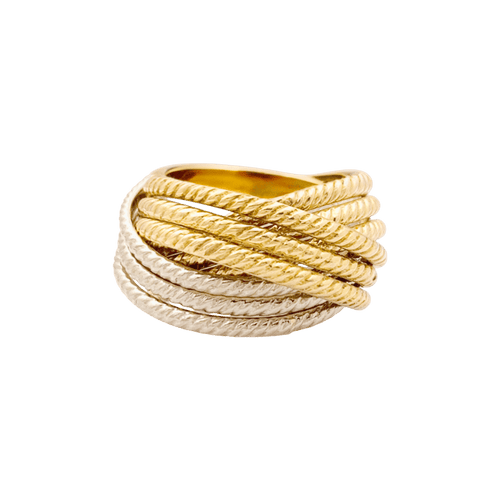 Bague 49 Bague multi-joncs torsadés en trois ors 750 58 Facettes 34691