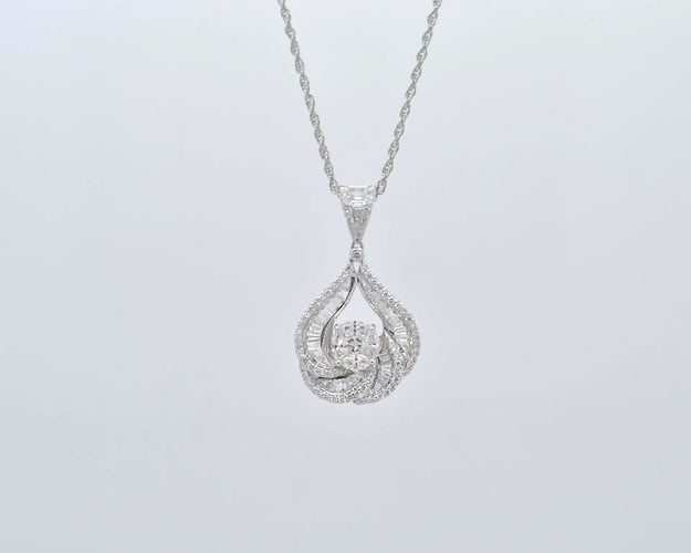 Collier Collier spirale arabe - Pendentif en or blanc 18 ct et diamants 2,60 ct 58 Facettes 8508