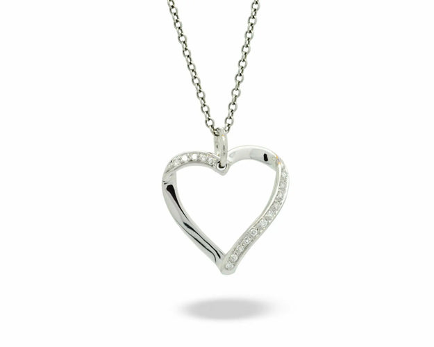 Pendentif Damiani - Pendentif cœur en or blanc 18 ct et diamants 58 Facettes 7895