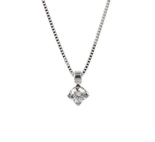 Collier Collier point lumineux en or blanc 18 kt et diamant 0,25 ct 58 Facettes 9517
