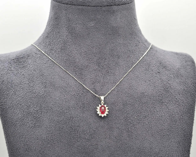 Collier Collier - Rubis du Mozambique 0,60 ct et diamants en or blanc 18 kt 58 Facettes 9791