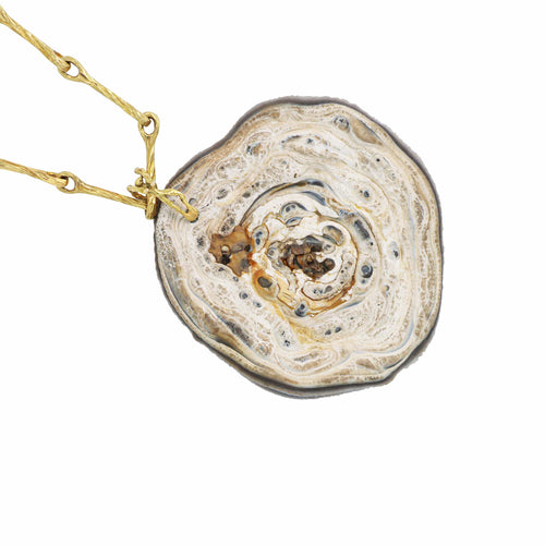 Collier Collier contemporain en or jaune 750/1000 avec calcédoine 58 Facettes OC-63900018