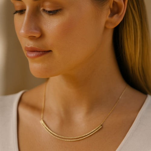 Collier Collier Duo barrettes en or rose 18 carats et diamants 58 Facettes 63700103