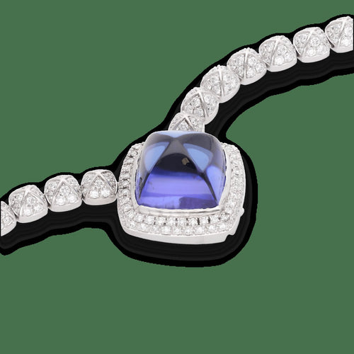Collier FRED Pain de Sucre - Collier en or gris 18 carats, tanzanite et diamants 58 Facettes FB08219