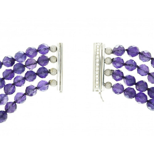Collier Collier en or gris 18 carats, améthystes et diamants 58 Facettes 63700083