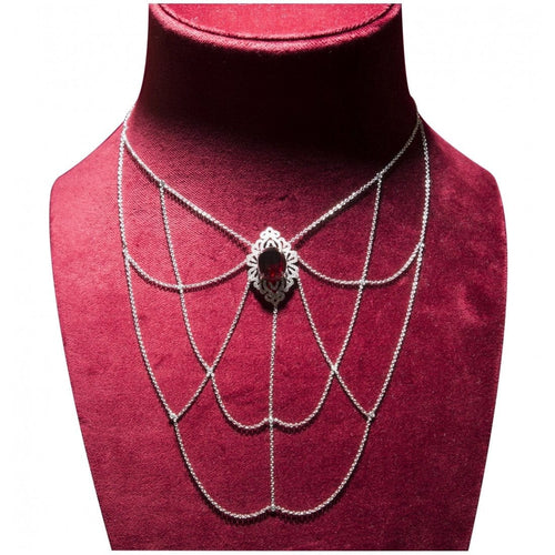 Collier Collier - Pendentif en or gris 18 carats, grenat et diamants 58 Facettes 63700036