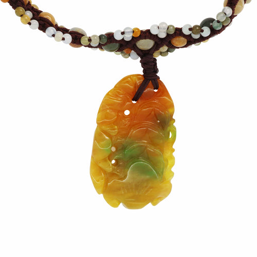 Collier Collier de créateur en jade naturel sculpté motif dragon 58 Facettes OC-66000235