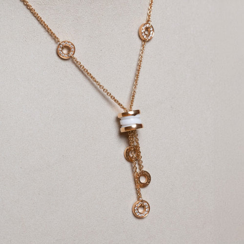 Collier Bulgari B.zero 1 - Collier en or rose 18K, diamants et céramique blanche 58 Facettes 2.19357
