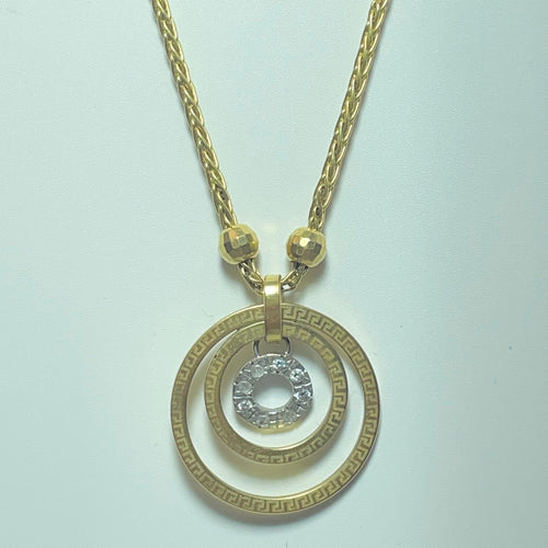 Halskæde Halskæde med vedhæng med dobbelte ringe i 18 karat gult guld 58 Facettes 250301