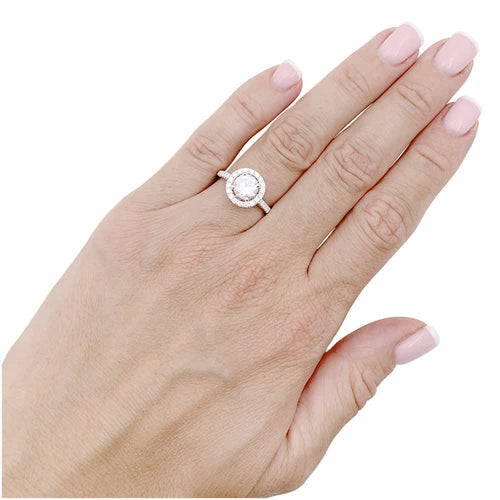 Bague 52 Bague entourage en or blanc avec diamant 1,26 ct et diamants 58 Facettes 33900