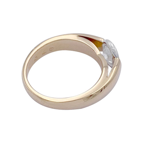 Bague 54 Bague solitaire en or jaune et platine avec diamant 58 Facettes 32407