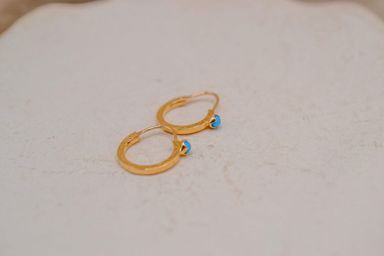 Pendientes de aro - Pendientes de oro amarillo de 18 quilates y perla turquesa 58 Facettes 3821