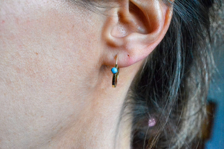 Pendientes de aro - Pendientes de oro amarillo de 18 quilates y perla turquesa 58 Facettes 3821