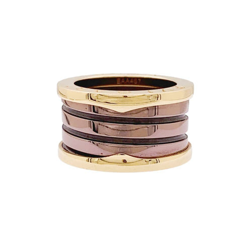 Bague 51 Bulgari B.Zero1 - Bague bandeau en or rose et cermet 58 Facettes 35003