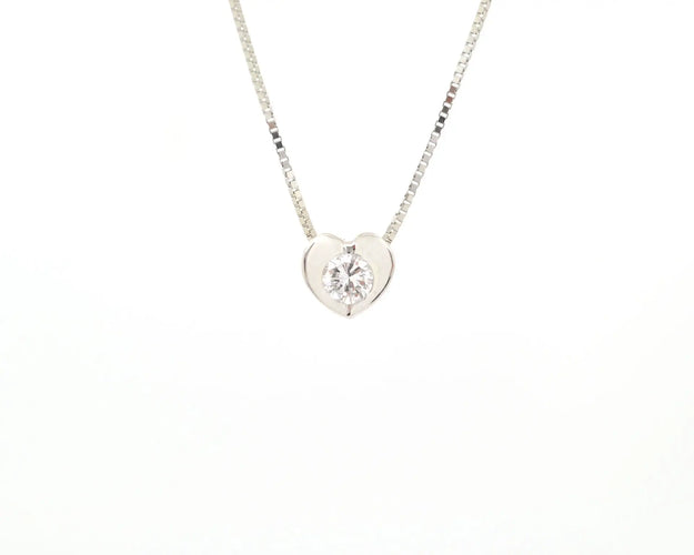 Collier Collier point de lumière cœur en or blanc 18 carats et diamant 0,24 ct 58 Facettes 13247