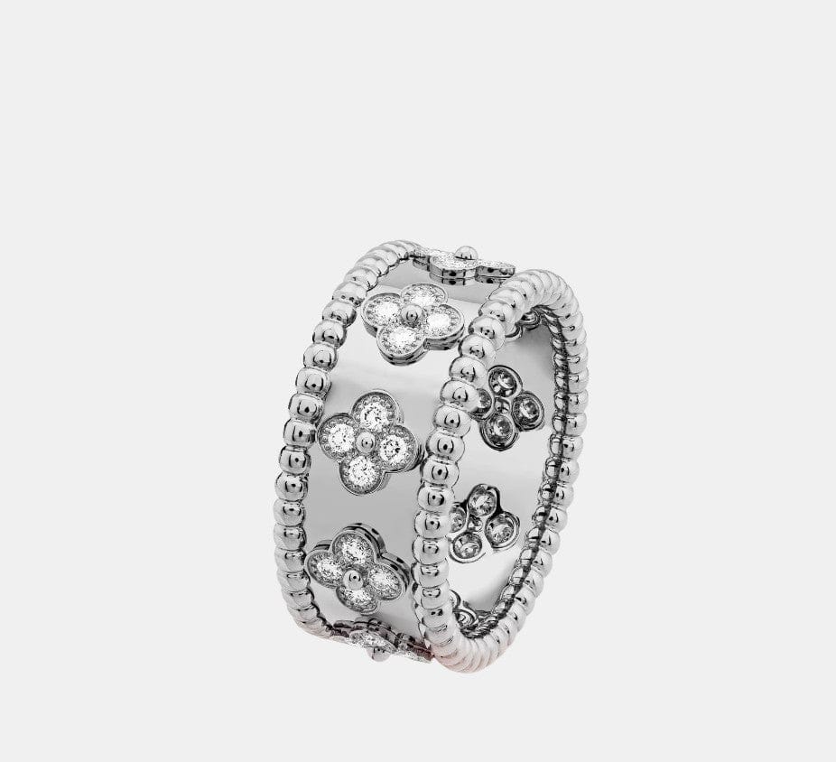 Bague Perlée Or blanc Diamant 0.62ct