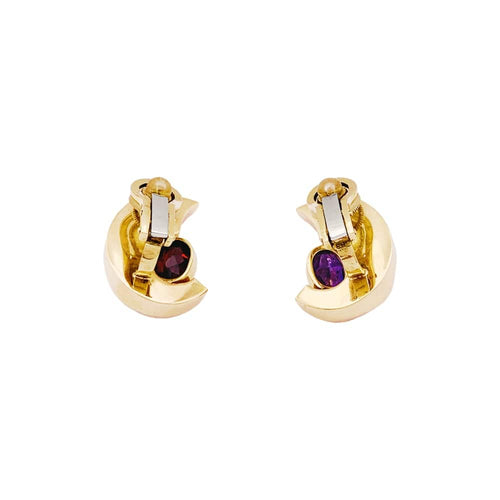 Boucles d'oreilles Boucles d’oreilles vintage en or jaune 750 serties de grenat et améthyste 58 Facettes 35228