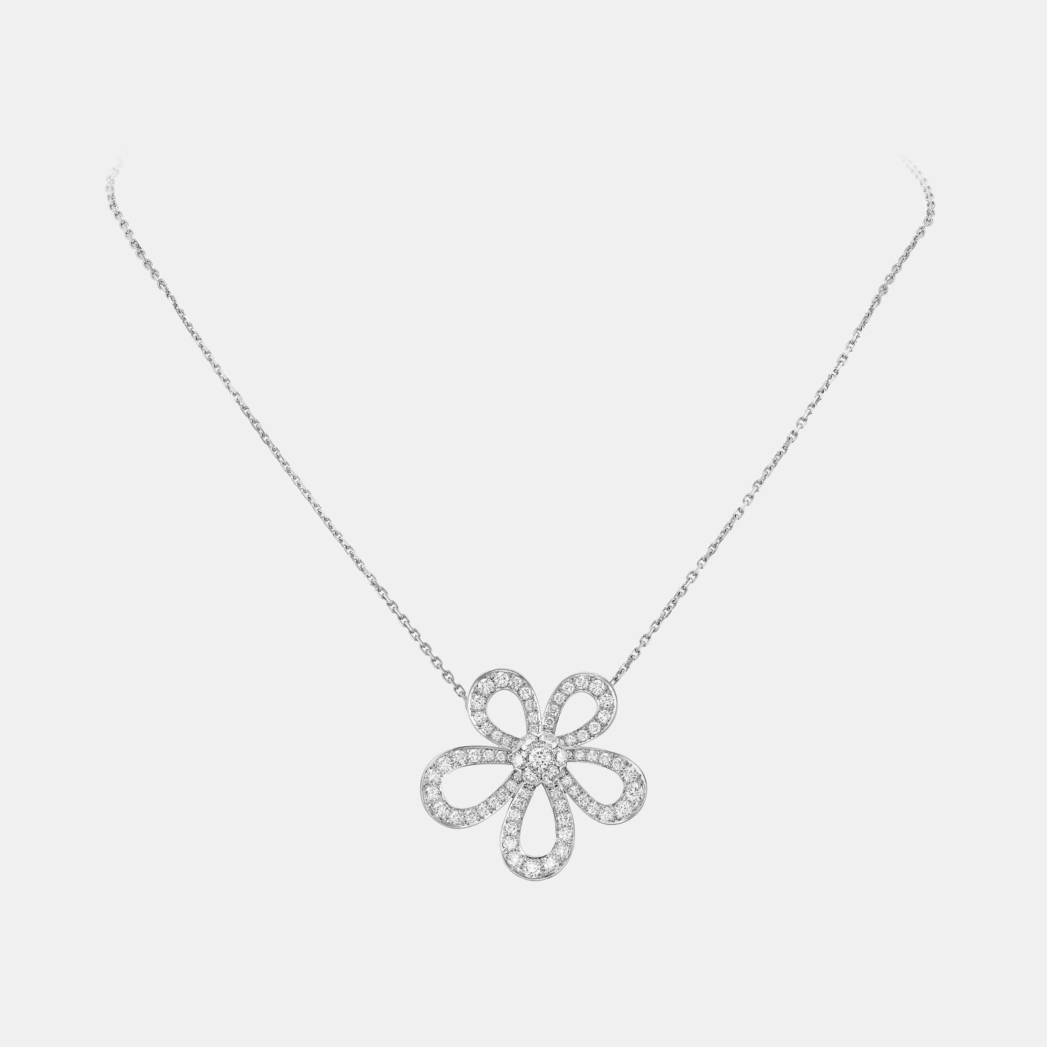Pendentif Flowerlace Or blanc Diamant 2.37ct