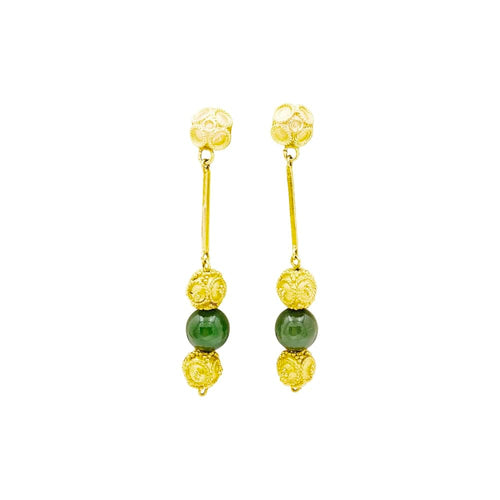 Boucles d'oreilles Boucles d’oreilles pendantes en or jaune 750 et aventurine 58 Facettes 35316