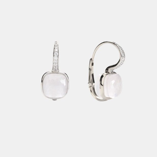 Boucles d'oreilles Nudo Or blanc Quartz Laiteux 11.8ct