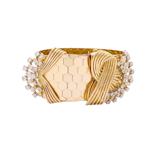 Bracelet Bracelet ruban vintage en or rose 750 et diamants 58 Facettes 34793