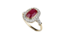 Bague 53 Bague Marguerite 2 Ors Rubis Diamants 58 Facettes
