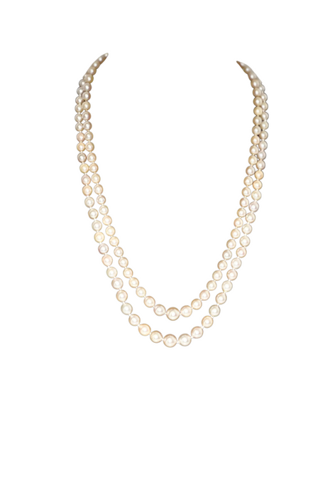 2 Row Necklace 138 Cultured Pearls Gold Clasp