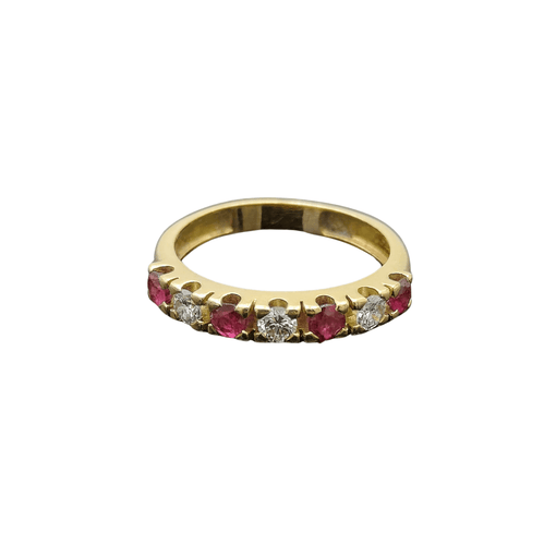 Bague 52.5 Demie alliance ornée de rubis et diamants 58 Facettes
