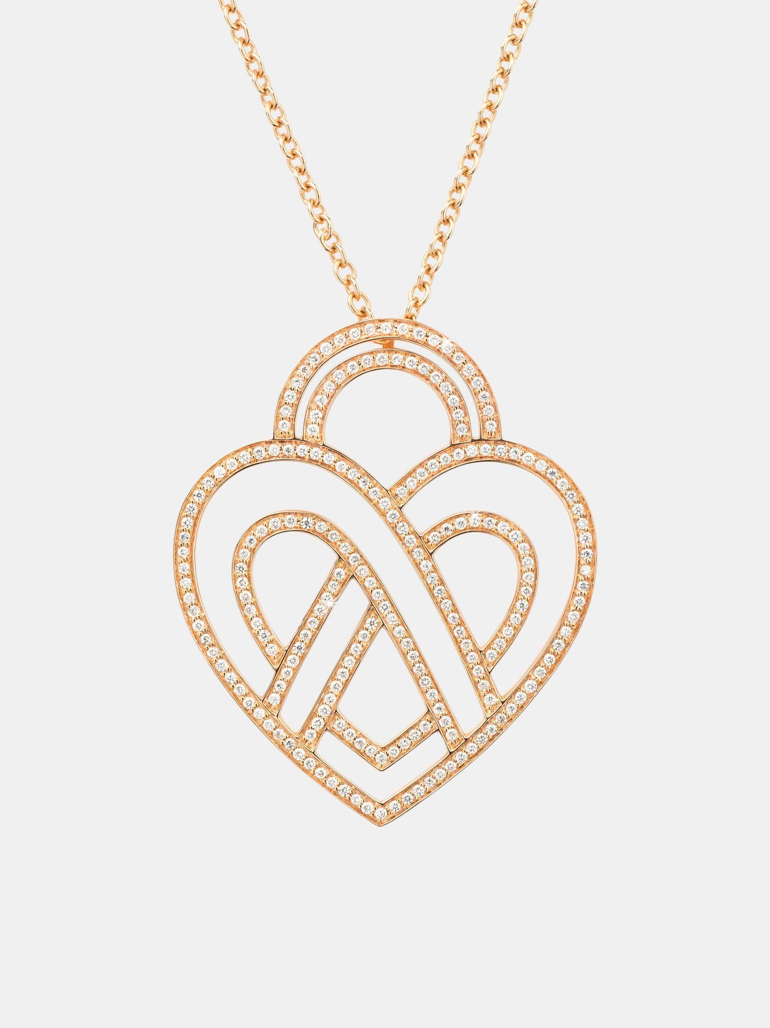 Collier Coeur Entrelacé Or rose Diamant 1.2ct